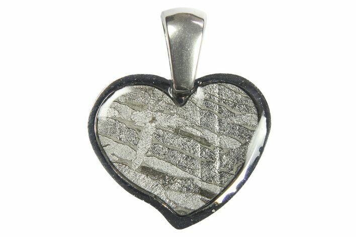 Heart-Shaped Etched Aletai Iron Meteorite Pendants - Includes Chain - Photo 1